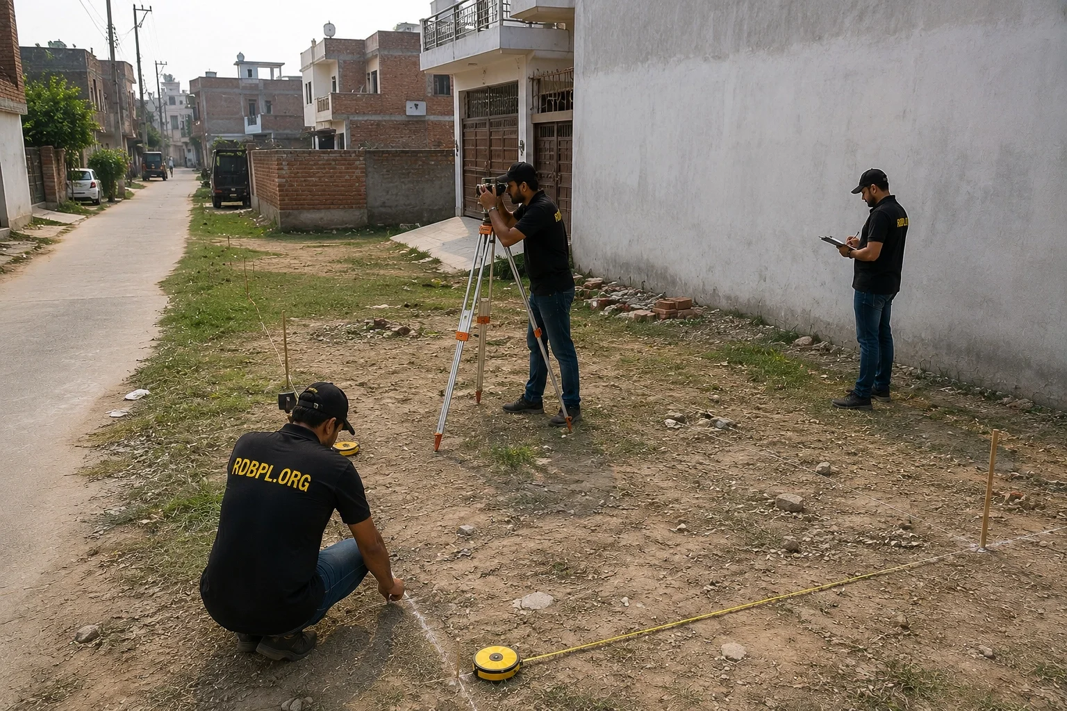 Boundary wall site measurement in Lucknow