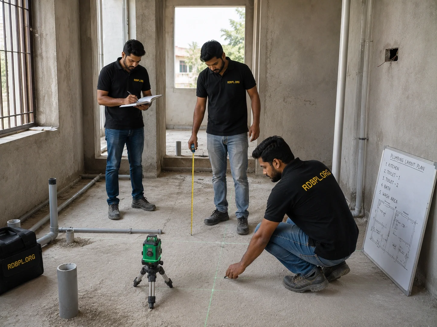 Tiles flooring site inspection and measurement planning in Lucknow