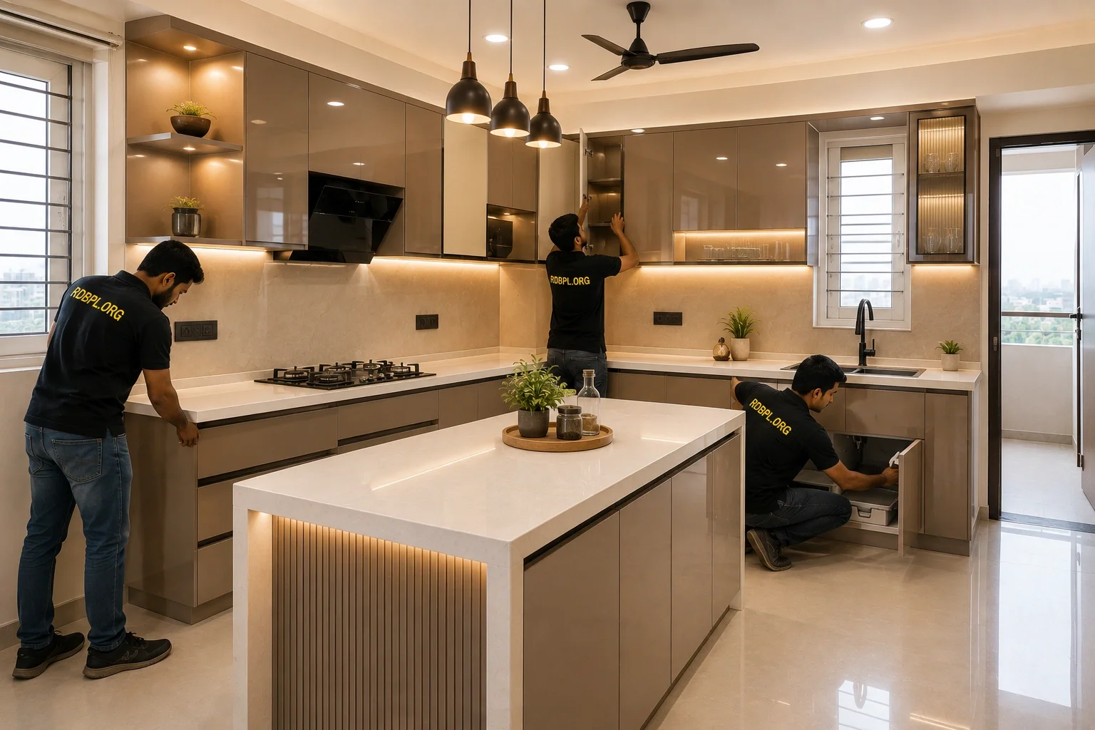 Modular kitchen installation