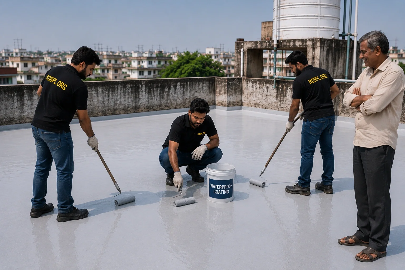 Roof waterproof coating application