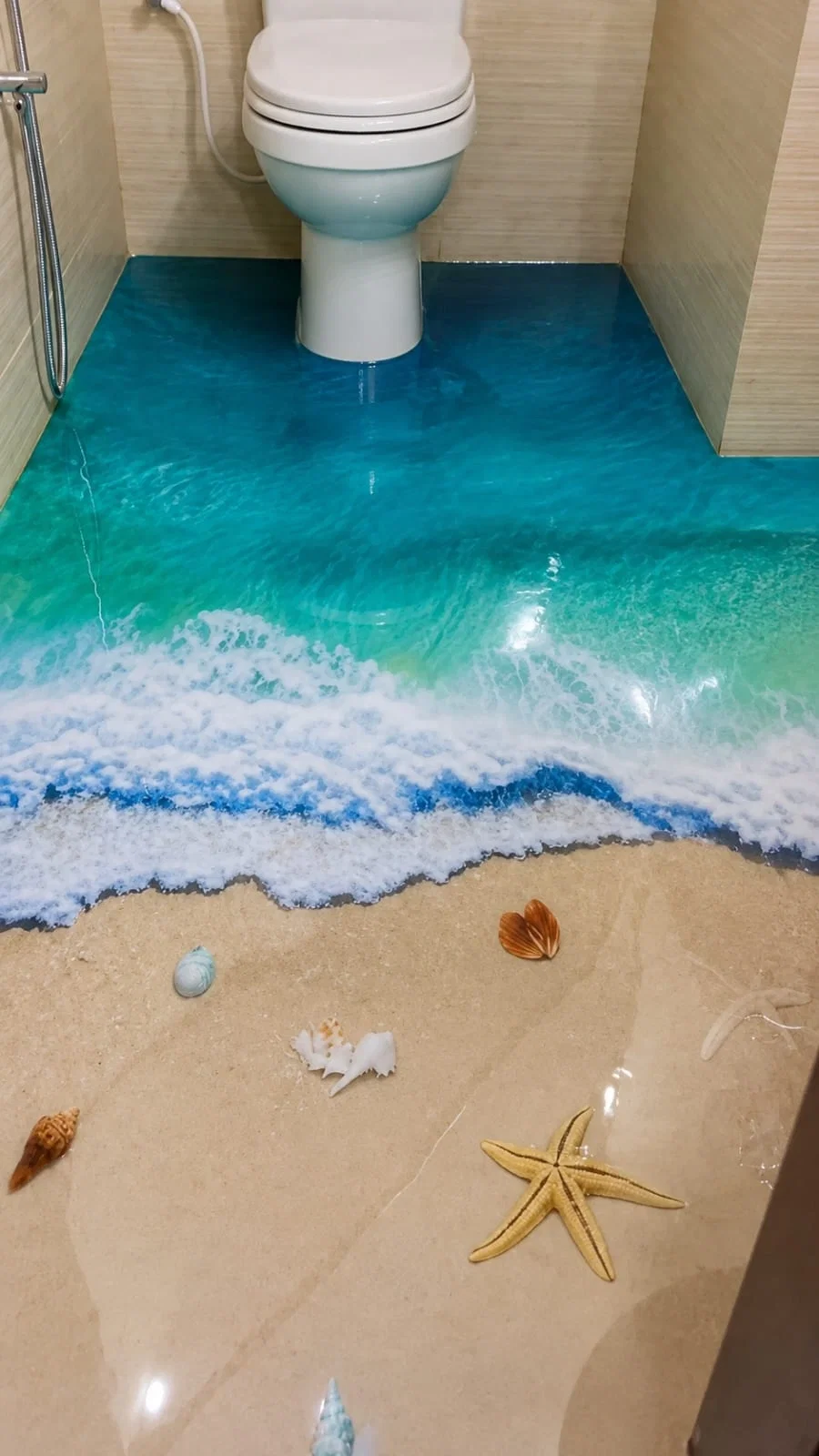 Bathroom 3D epoxy floor design installation in Lucknow