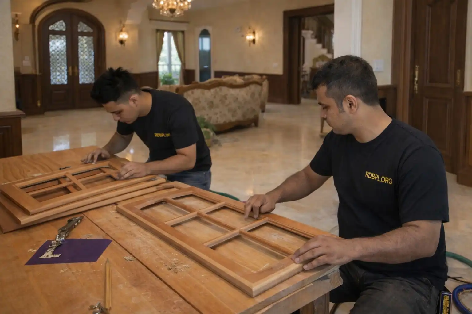 Wooden door and frame carpenter service in Lucknow with solid wood finishing