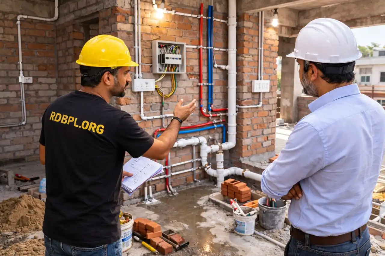 Brickwork and plumbing electrical installation