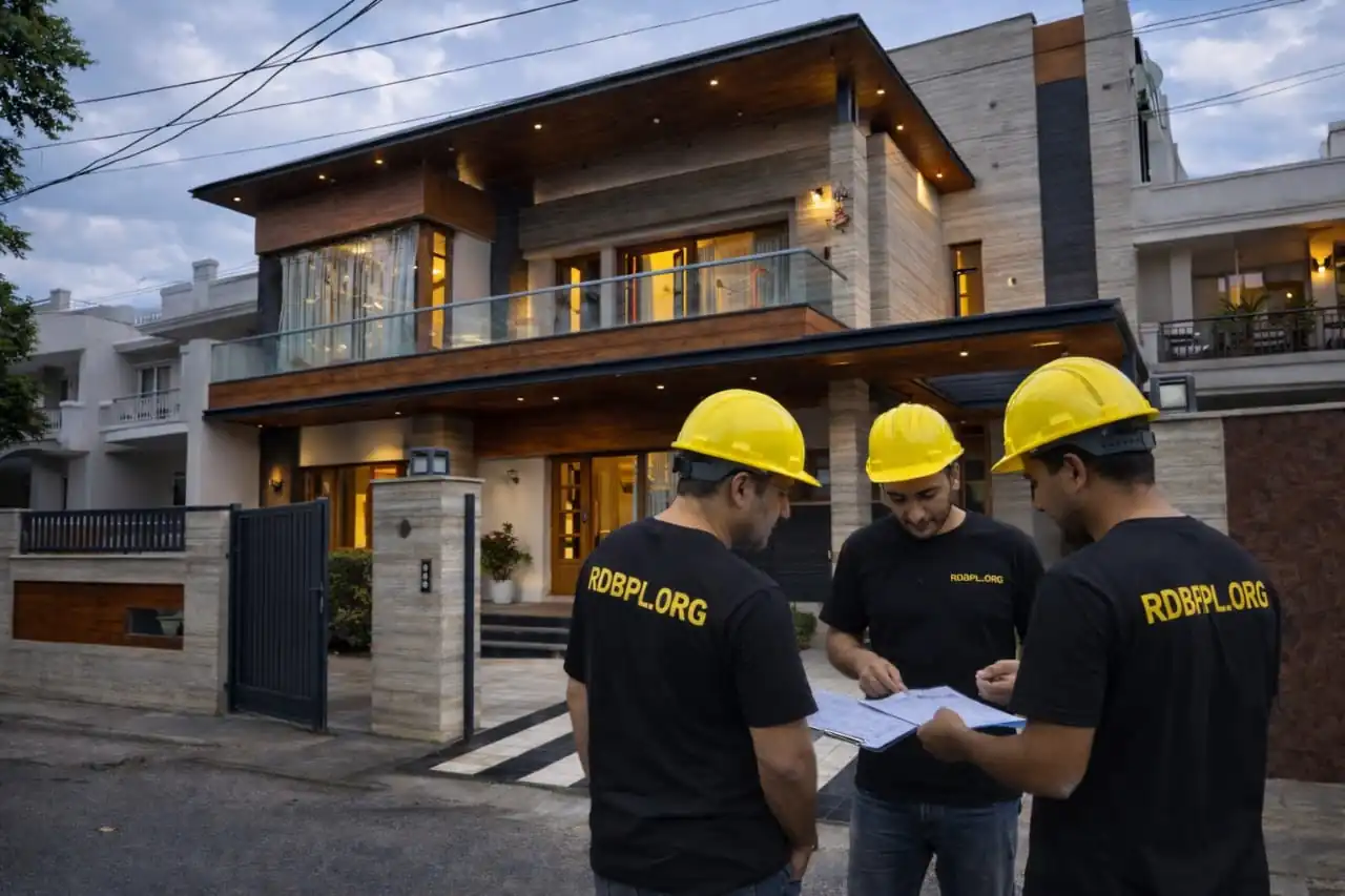 Duplex house construction service in Lucknow with modern facade and RCC structure