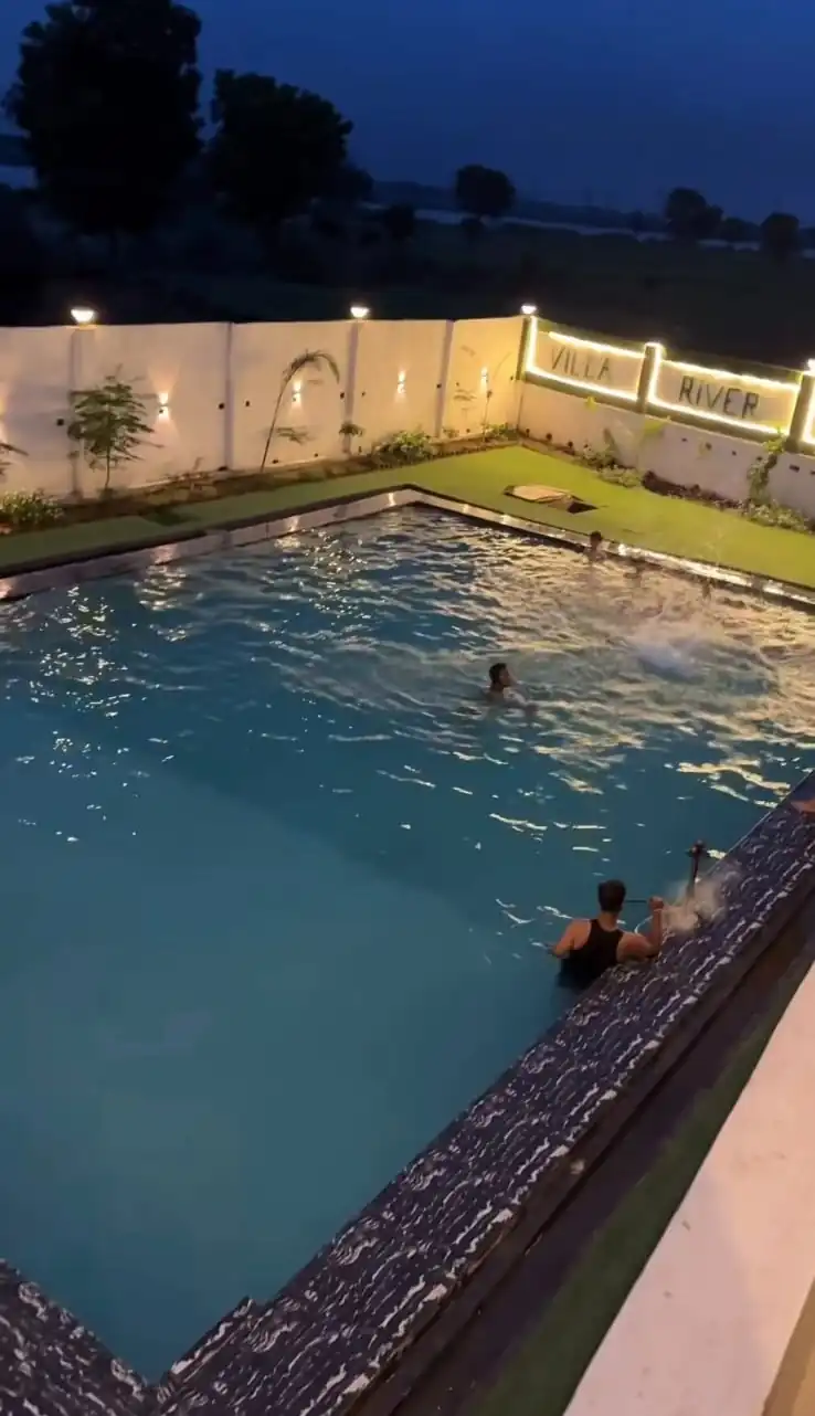 Modern backyard swimming pool construction project in Lucknow