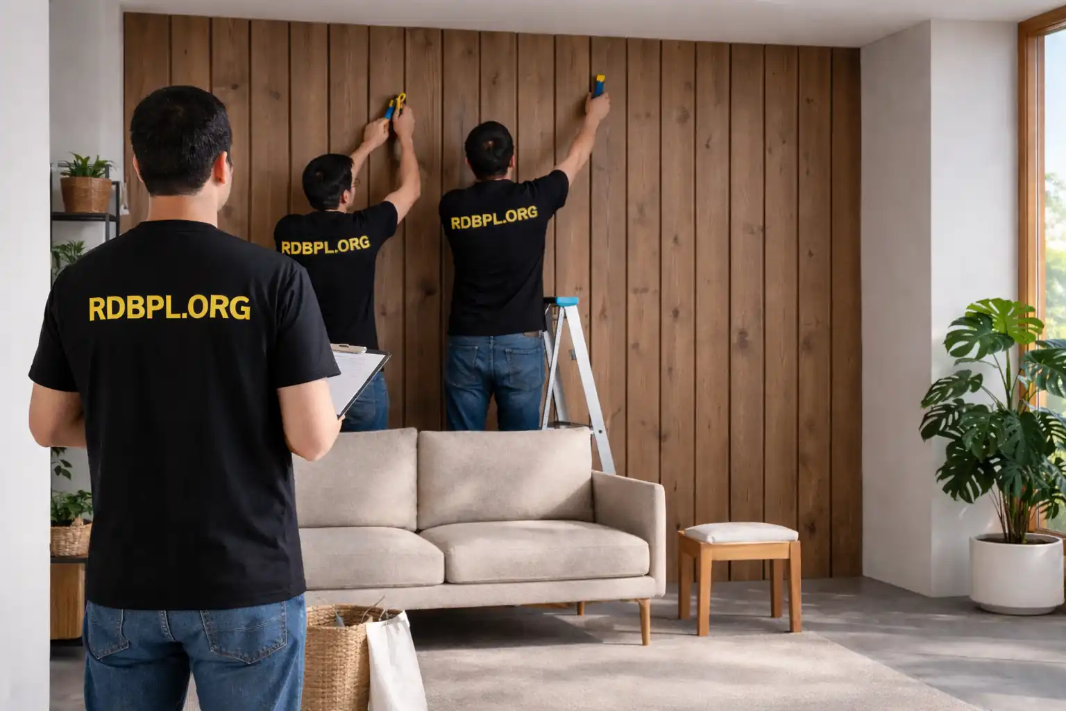 Wood texture wallpaper installation in Lucknow for bedroom and office interiors