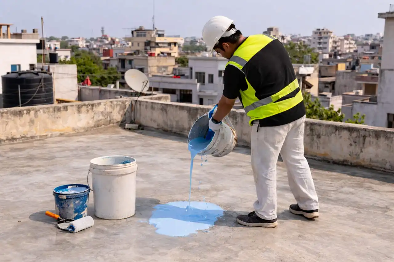 Chemical roof waterproof coating service in Lucknow for crack sealing and leak protection